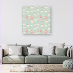 "Warren Reed - Designer Christmas Decorations Pink & Green Canvas - Size: W30"" x H30""" - thumbnail 4