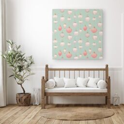 "Warren Reed - Designer Christmas Decorations Pink & Green Canvas - Size: W30"" x H30""" - thumbnail 3