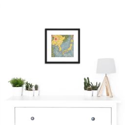 Artery8 1942 Ernest Dudley Chase Japan Target Map 8X8 Inch Square Wooden Framed Wall Art Print Picture with Mount in Black - thumbnail 2