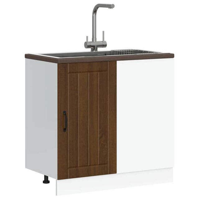 Berkfield Home Sink Base Cabinet Lucca Brown Oak Engineered Wood - image 1