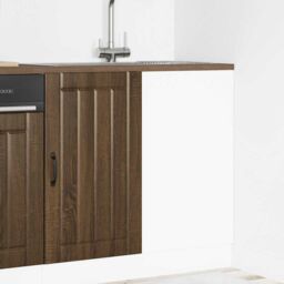 Berkfield Home Sink Base Cabinet Lucca Brown Oak Engineered Wood - thumbnail 4