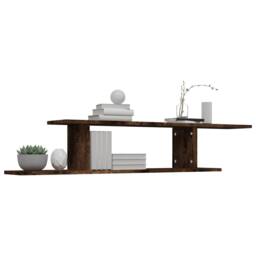 Berkfield Home Wall-Mounted TV Shelf Smoked Oak 125x18x23 cm Engineered Wood in Brown - Size: 125 x 18 x 23 cm - thumbnail 4