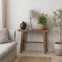 Wyld Haus Giverny Whitewashed Turned Wooden Pillar Table Lamp Cream Linen Shade in White - Size: 13 inches - thumbnail 2
