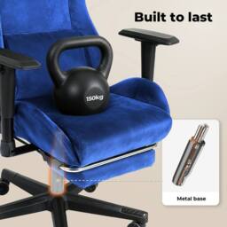 VOGREX Blue Adjustable Reclining Gaming Chair with Footrest - thumbnail 3