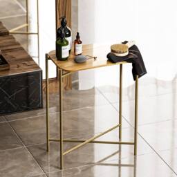 CALICOSY Rectangular Side Table With Metal Legs, 56 Cm High - JAMIE in Gold - thumbnail 2