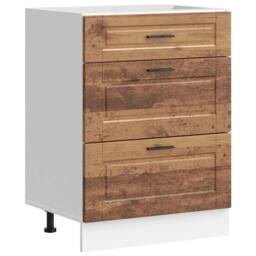 Berkfield Home Kitchen Base Cabinet Porto Old Wood Engineered Wood in Brown - thumbnail 3