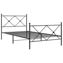 Berkfield Home Metal Bed Frame without Mattress with Footboard Black 100x190cm - Size: 100x190 cm - thumbnail 3