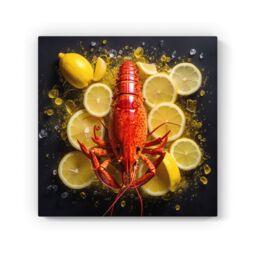 Warren Reed - Designer Lobster On Lemons Canvas - Size: w40 inch x h40 inch - thumbnail 2