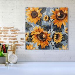 "Warren Reed - Designer Sunflowers On A Sunny Day Canvas - Size: W16"" x H16""" - thumbnail 1