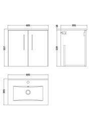 Balterley Bathroom 2 Soft Close Door & Wall Hung Vanity Unit Basin, White, 440mm in White - thumbnail 2