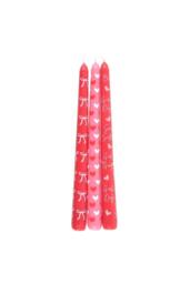 KDMD Set of 3 Power Bow & Heart Taper Candles in Red - thumbnail 3
