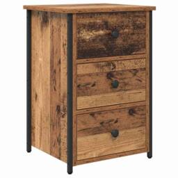 Berkfield Home Old Wood Table Old Wood MDF, Particle Board, Metal Medium in Brown - thumbnail 3