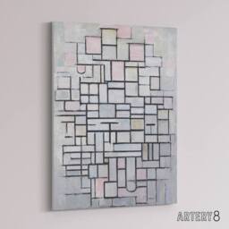 "Artery8 Composition No IV Abstract Mondrian Vintage Canvas Wall Art in Grey - Size: W18"" x H24""" - thumbnail 2