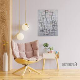 "Artery8 Composition No IV Abstract Mondrian Vintage Canvas Wall Art in Grey - Size: W18"" x H24""" - thumbnail 3