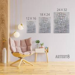 "Artery8 Composition No IV Abstract Mondrian Vintage Canvas Wall Art in Grey - Size: W18"" x H24""" - thumbnail 4