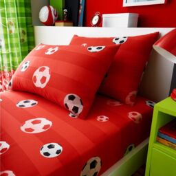 Smart Living Kids Printed Polycotton Duvet Cover With Pillowcases - Goals in Red - Size: Single Fitted - thumbnail 2