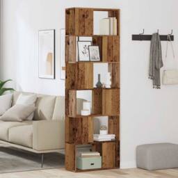 Berkfield Home Book Cabinet/Room Divider Old Wood 60x24x186 cm in Brown - Size: 60 x 24 x 186 cm - thumbnail 3