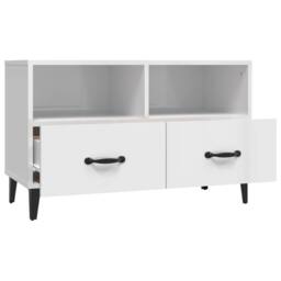 Berkfield Home TV Cabinet High Gloss White 80x36x50 cm Engineered Wood - Size: 80 x 36 x 50 cm - thumbnail 7