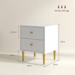 Wyld Haus Dina White & Gold Two Drawer Bedside Table - thumbnail 3