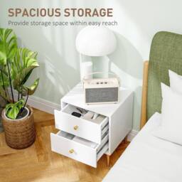 Wyld Haus Dina White & Gold Two Drawer Bedside Table - thumbnail 5