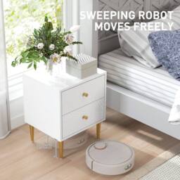 Wyld Haus Dina White & Gold Two Drawer Bedside Table - thumbnail 7