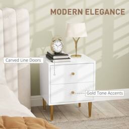 Wyld Haus Dina White & Gold Two Drawer Bedside Table - thumbnail 4