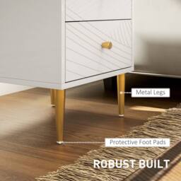 Wyld Haus Dina White & Gold Two Drawer Bedside Table - thumbnail 6