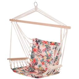OUTSUNNY Hammock Hanging Rope Chair Swing w/Cushion 100KG in Grey - thumbnail 2