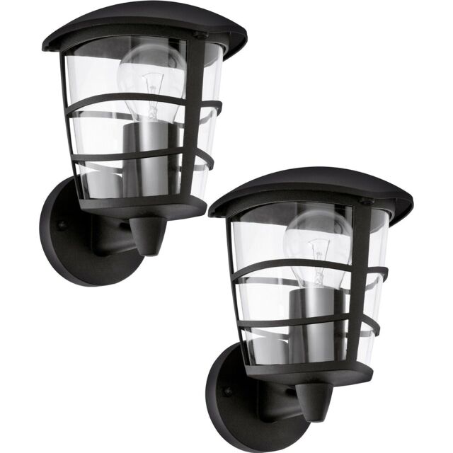Loops 2 PACK IP44 Outdoor Wall Light Black Modern Lantern 1x 60W E27 Porch Lamp - image 1