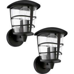 Loops 2 PACK IP44 Outdoor Wall Light Black Modern Lantern 1x 60W E27 Porch Lamp