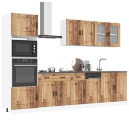 Berkfield Home 7 Piece Kitchen Cabinet Set Kalmar Old Wood Engineered Wood in Brown - thumbnail 1