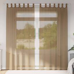 Berkfield Home Voile Curtains with Loops 2 pcs Light Brown 140x245 cm - thumbnail 2