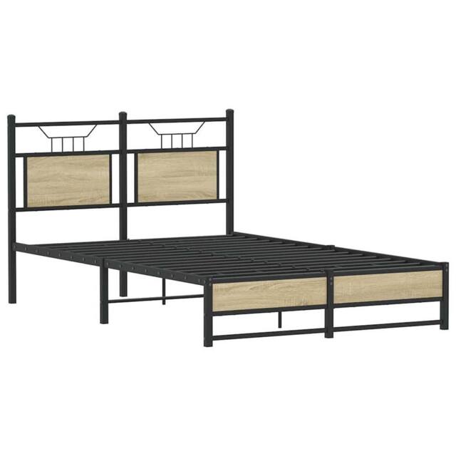 Berkfield Home Decorative Bed Frame without Mattress Sonoma Oak 120x200 cm Engin in Brown - Size: Small Double - image 1