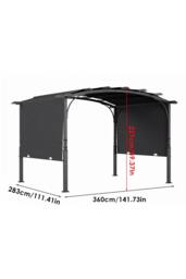 Garden Sanctuary Retractable Arc-Shaped Steel Pergola with Canopy in Black - thumbnail 6