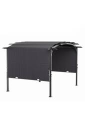 Garden Sanctuary Retractable Arc-Shaped Steel Pergola with Canopy in Black - thumbnail 5