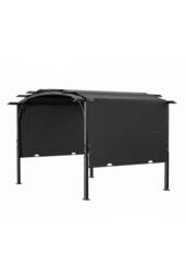 Garden Sanctuary Retractable Arc-Shaped Steel Pergola with Canopy in Black - thumbnail 4