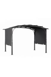 Garden Sanctuary Retractable Arc-Shaped Steel Pergola with Canopy in Black - thumbnail 3