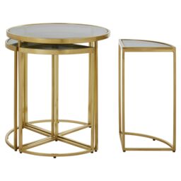 Orsina Versatile Design Nesting Tables, Elegant Round Top Nesting Tables, Sturdy & Durable Modern Nesting Table in Gold - thumbnail 2