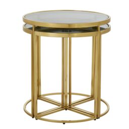 Orsina Versatile Design Nesting Tables, Elegant Round Top Nesting Tables, Sturdy & Durable Modern Nesting Table in Gold - thumbnail 1
