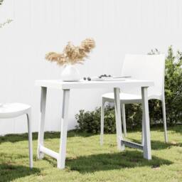 Berkfield Home Camping Table White 79x56x64 cm PP Wooden Look - Size: 79 x 56 x 64 cm - thumbnail 2
