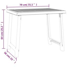 Berkfield Home Camping Table White 79x56x64 cm PP Wooden Look - Size: 79 x 56 x 64 cm - thumbnail 6