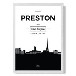 ARTZE Preston Black & White City Skyline Framed Print SIZE: A3 with White Frame - Size: A4 - thumbnail 1