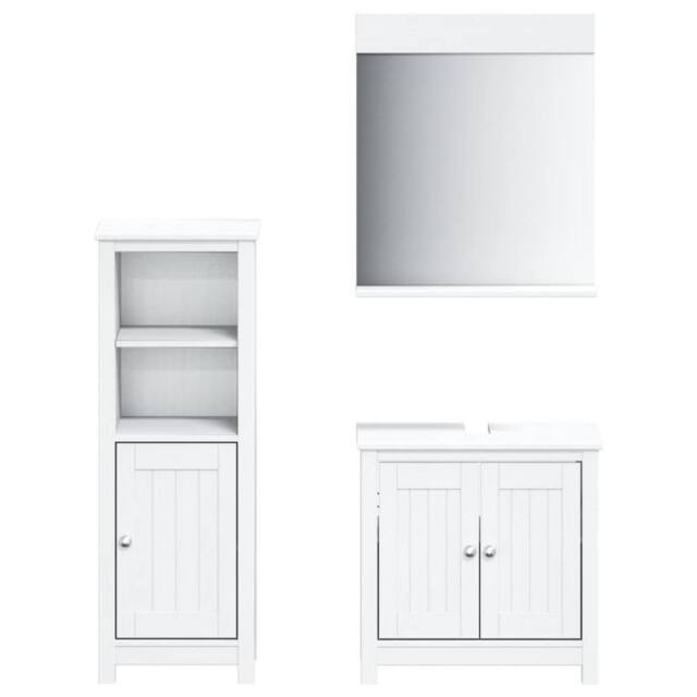 Berkfield Home 3 Piece Bathroom Furniture Set BERG White Solid Wood Pine - image 1