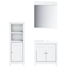 Berkfield Home 3 Piece Bathroom Furniture Set BERG White Solid Wood Pine