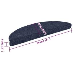 Berkfield Home 15 pcs Self-adhesive Stair Mats Needle Punch 56x17x3 cm Blue - Size: Medium - thumbnail 8