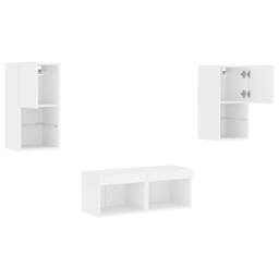 Berkfield Home 4 Piece TV Wall Cabinets with LED Lights White - thumbnail 6