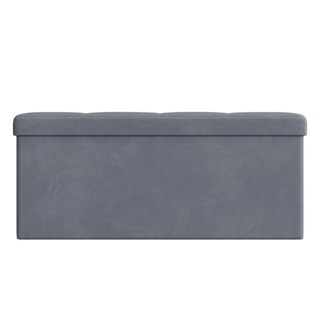 KORVIXA Slate Grey Foldable Storage Ottoman Cube with Hidden Compartment - Size: 100 cm x 100 cm - image 1