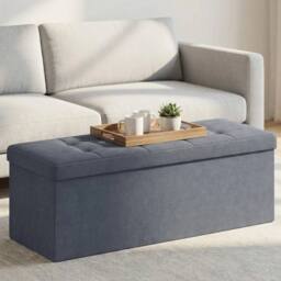 KORVIXA Slate Grey Foldable Storage Ottoman Cube with Hidden Compartment - Size: 100 cm x 100 cm - thumbnail 4