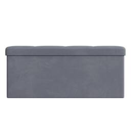 KORVIXA Slate Grey Foldable Storage Ottoman Cube with Hidden Compartment - Size: 100 cm x 100 cm