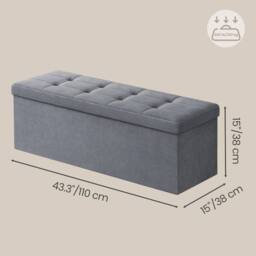 KORVIXA Slate Grey Foldable Storage Ottoman Cube with Hidden Compartment - Size: 100 cm x 100 cm - thumbnail 2
